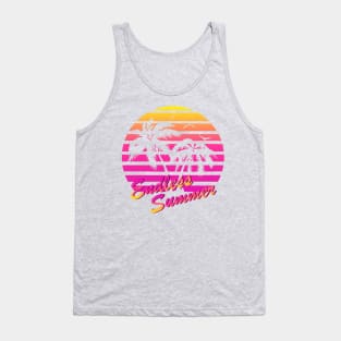 80s RETRO TROPICAL OCEAN ON A 80'S PINK SUN BACKGROUND Tank Top